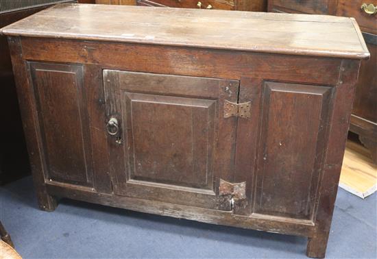 An 18th century oak cupboard, W.128cm